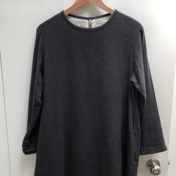 Muji - grey long-sleeved dress - heavy cotton - M - Picture 2 of 6